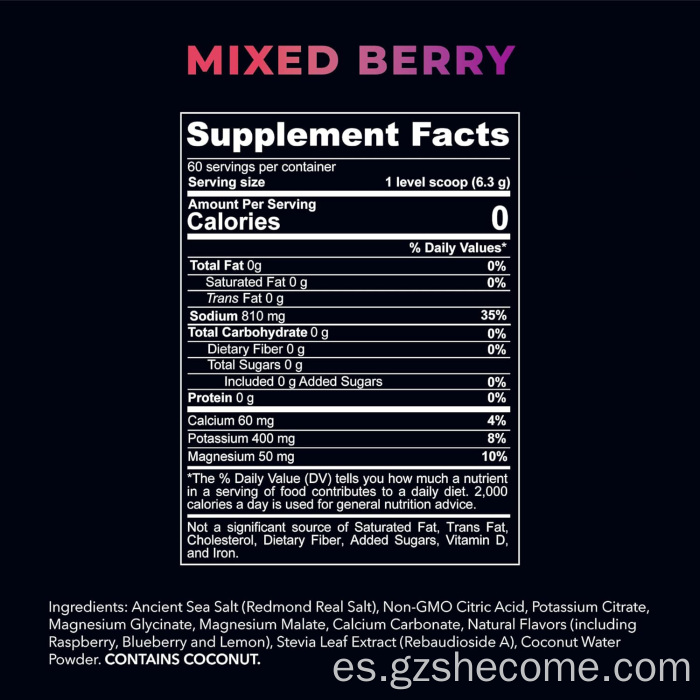 Shecome Electrolyte Powder Berry Hidratación Apoyo energético